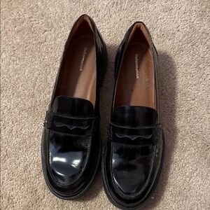 Reformation Glossy Black Flats